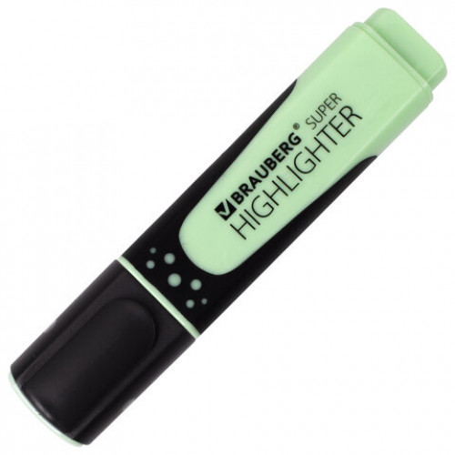 Текстовыделитель BRAUBERG SUPER PASTEL, МЯТА, прорезиненный корпус, линия 1-5 мм, 151748