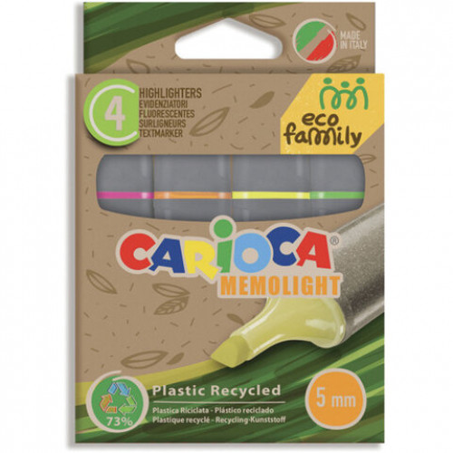 Набор текстовыделителей экологичных CARIOCA ECOFamily Memolight, 4 цвета, 43098