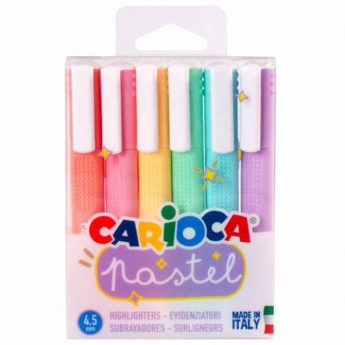 Набор текстовыделителей CARIOCA (Италия) 6 шт., АССОРТИ, Pastel, линия 1-5 мм, 43033