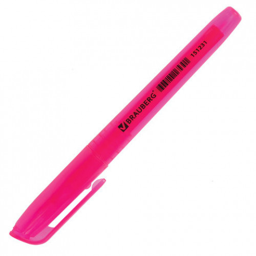 Текстовыделитель BRAUBERG Vivid, РОЗОВЫЙ, круглый корпус, линия 1-3 мм, 151231