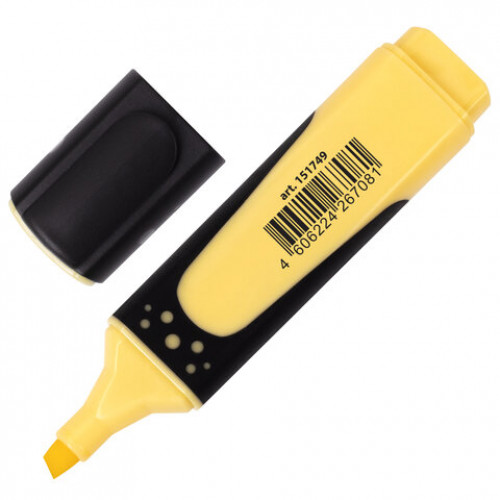 Текстовыделитель BRAUBERG SUPER PASTEL, ВАНИЛЬ, прорезиненный корпус, линия 1-5 мм, 151749