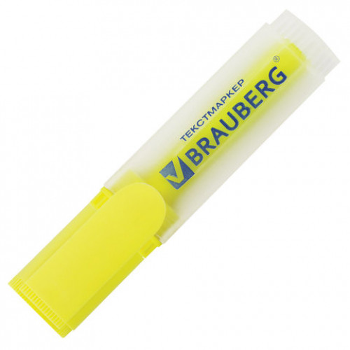Текстовыделитель BRAUBERG FLUO, ЖЕЛТЫЙ, линия 1-5 мм, 150398