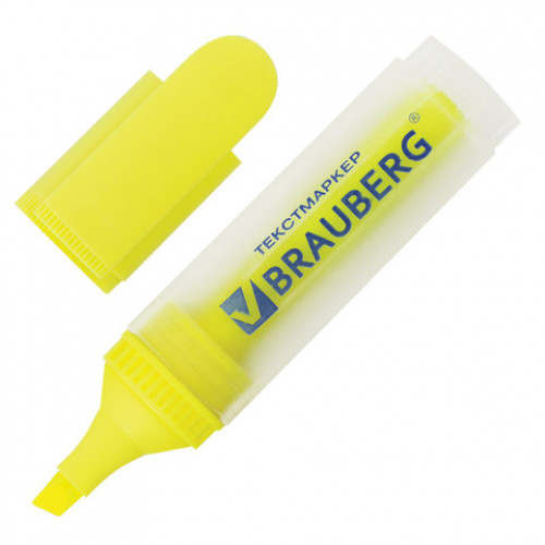 Текстовыделитель BRAUBERG FLUO, ЖЕЛТЫЙ, линия 1-5 мм, 150398