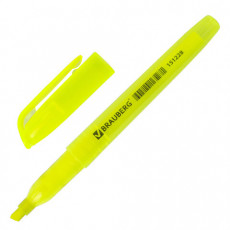 Текстовыделитель BRAUBERG Vivid, ЖЕЛТЫЙ, круглый корпус, линия 1-3 мм, 151228