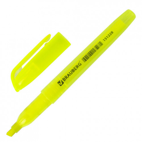Текстовыделитель BRAUBERG Vivid, ЖЕЛТЫЙ, круглый корпус, линия 1-3 мм, 151228