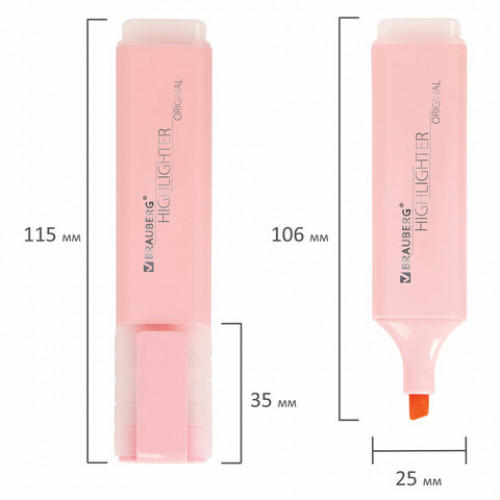 Текстовыделитель BRAUBERG ORIGINAL PASTEL, ПАСТЕЛЬНЫЙ РОЗОВЫЙ, линия 1-5 мм, 151693