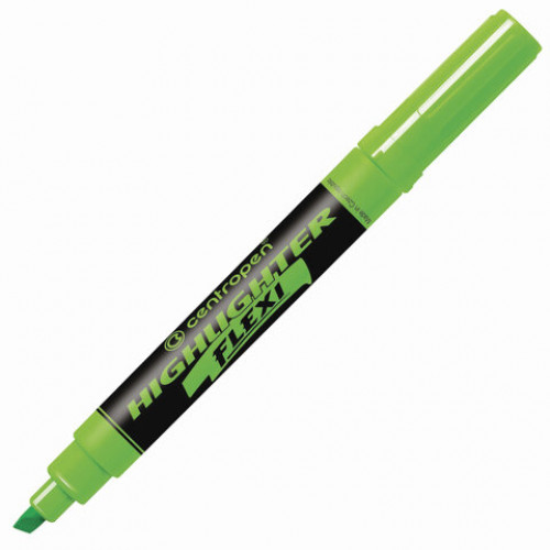 Текстовыделитель CENTROPEN Flexi, ЗЕЛЕНЫЙ, гибкий наконечник, линия 1-5 мм, 8542, 4 8542 0159