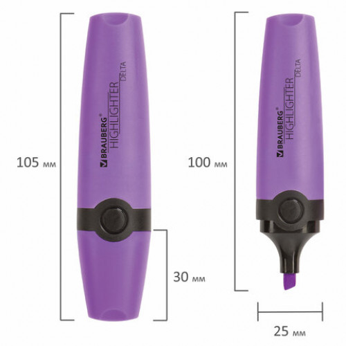 Текстовыделитель BRAUBERG DELTA, ФИОЛЕТОВЫЙ, линия 1-5 мм, 151723