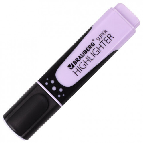 Текстовыделитель BRAUBERG SUPER PASTEL, ЛАВАНДОВЫЙ, прорезиненный корпус, линия 1-5 мм, 151751