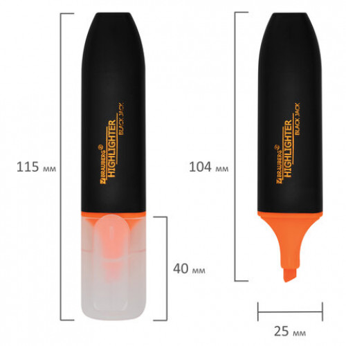 Текстовыделитель BRAUBERG BLACK JACK, ОРАНЖЕВЫЙ, линия 1-5 мм, 151897