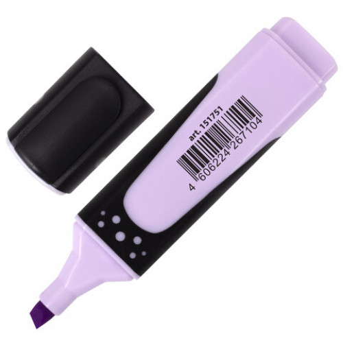 Текстовыделитель BRAUBERG SUPER PASTEL, ЛАВАНДОВЫЙ, прорезиненный корпус, линия 1-5 мм, 151751