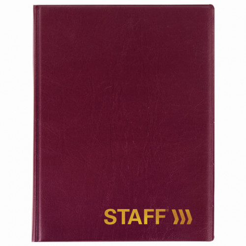 Телефонная книжка А5 (160х204 мм), STAFF, ПВХ, на евроспирали, 80 л., вырубной алфавит, бордовая, 120927