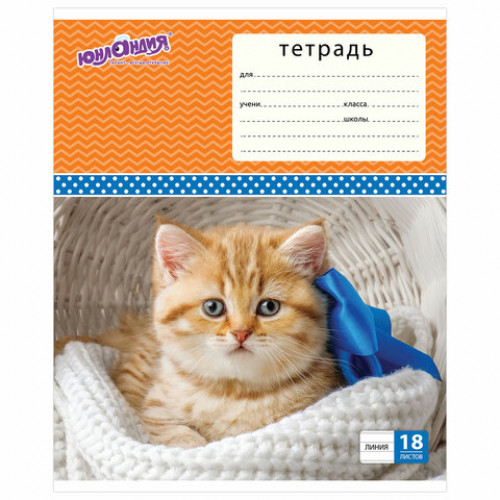 Тетрадь 18 л. ЮНЛАНДИЯ линия, обложка картон, КОТИКИ, 403583