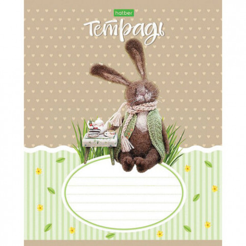 Тетрадь 12 л. HATBER-ECO, клетка, обложка плотная мелованная бумага, Пушистые зверушки, 12Т5C1