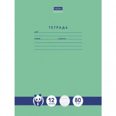 Тетрадь 12 л., HATBER Premium, частая косая линия, обложка картон, Панда, 12Т5A5_23630