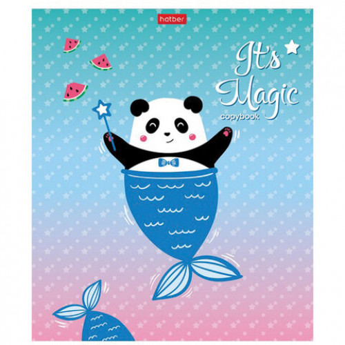 Тетрадь 18 л. HATBER клетка, фольга, Почти русалочка (5 видов в спайке), 18Т5фВ1