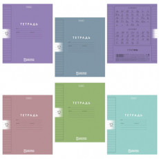 Тетрадь обложка пластик, 12л. линия, HATBER, Color Set (микс в спайке), 092026, 12Т5В2пл