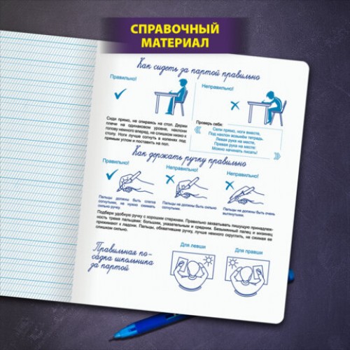 Тетрадь ПРОПИСЬ № 1 12 л. частая косая линия С ДОПОЛНИТЕЛЬНОЙ ГОРИЗОНТАЛЬНОЙ, со справочным материалом, ЮНЛАНДИЯ, 404854