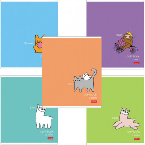 Тетрадь 12 л. HATBER клетка, обложка картон, Мечтатели (5 видов в спайке), 12Т5В1