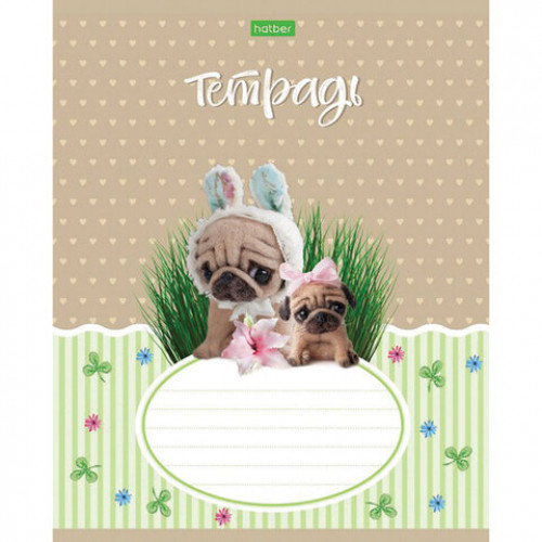 Тетрадь 12 л. HATBER-ECO, клетка, обложка плотная мелованная бумага, Пушистые зверушки, 12Т5C1