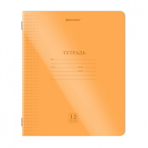 Тетрадь пластиковая обложка (НЕОН) 12 листов, клетка, BRAUBERG Smart Cover, АССОРТИ (микс в спайке), 405025