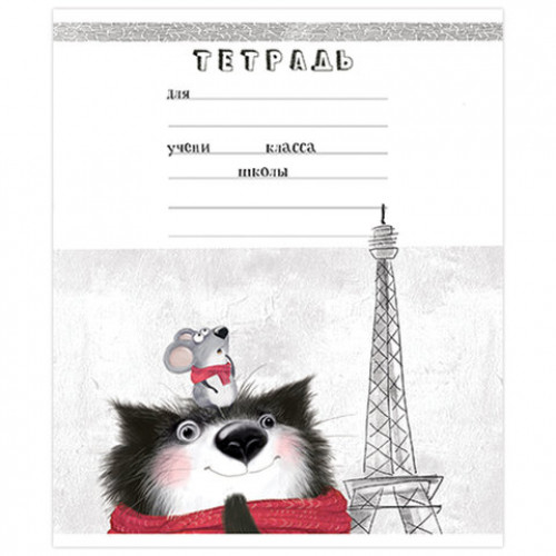 Тетрадь 18 л. ПЗБМ клетка, выборочный лак, КОТ МАТИС (5 видов), 019259