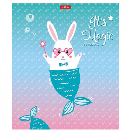 Тетрадь 18 л. HATBER клетка, фольга, Почти русалочка (5 видов в спайке), 18Т5фВ1