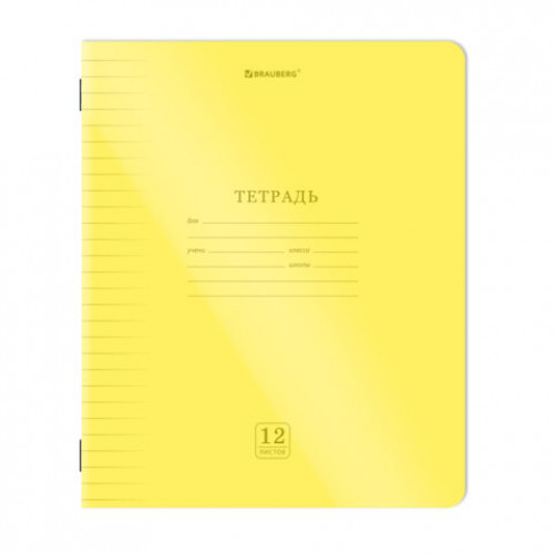 Тетрадь пластиковая обложка (НЕОН) 12 листов, линия, BRAUBERG Smart Cover, АССОРТИ (микс в спайке), 405026