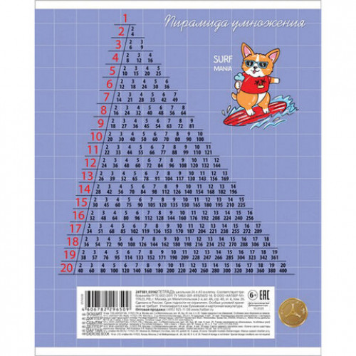 Тетрадь 12 л. HATBER клетка, обложка картон, Забавный корги (5 видов в спайке), 12Т5В1
