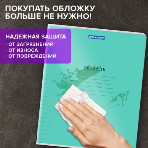 Тетрадь обложка пластик (прозрачный) 12л. линия, BRAUBERG Smart Cover, АССОРТИ (в спайке), 405023