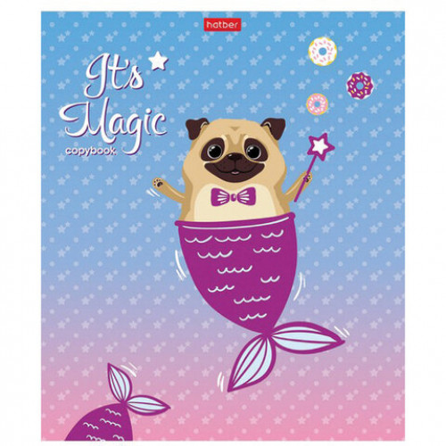 Тетрадь 18 л. HATBER клетка, фольга, Почти русалочка (5 видов в спайке), 18Т5фВ1