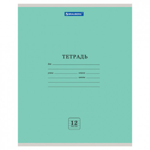 Тетрадь 12 л. BRAUBERG ЭКО, линия, обложка плотная мелованная бумага, АССОРТИ (5 видов), 105672