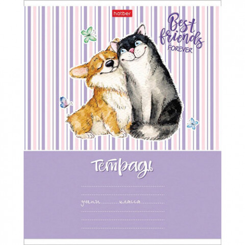 Тетрадь 18 л. HATBER клетка, обложка картон, Из жизни корги (5 видов в спайке),18Т5В1