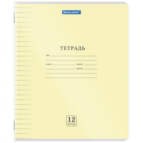 Тетрадь обложка пластик (прозрачный) 12л. линия, BRAUBERG Smart Cover, АССОРТИ (в спайке), 405023