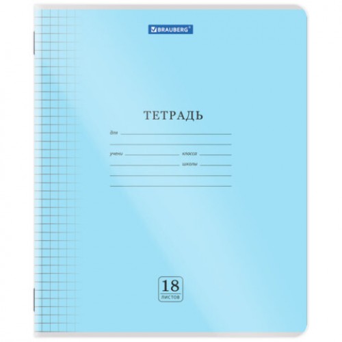 Тетрадь обложка пластик (прозрачный) 18 л., клетка, BRAUBERG Smart Cover, АССОРТИ (в спайке), 405030