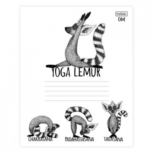 Тетрадь 24 л., HATBER, клетка, обложка картон, Animals Yoga (5 видов), 24Т5В1