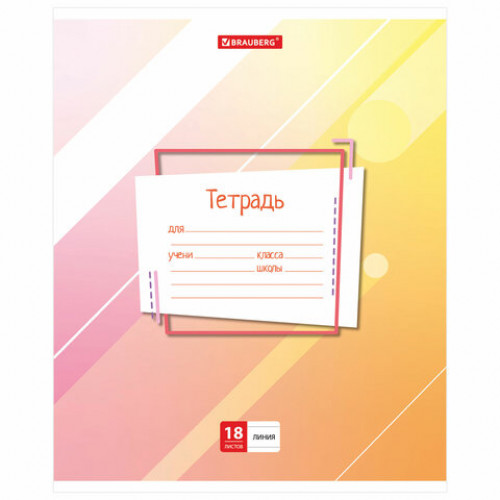 Тетрадь 18 л. BRAUBERG линия, обложка картон, ЛАБОРАТОРНАЯ, 403582