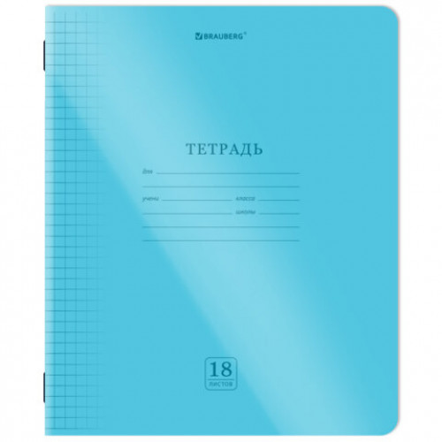 Тетрадь пластиковая обложка (НЕОН) 18 листов, клетка, BRAUBERG Smart Cover, АССОРТИ (микс в спайке), 405032