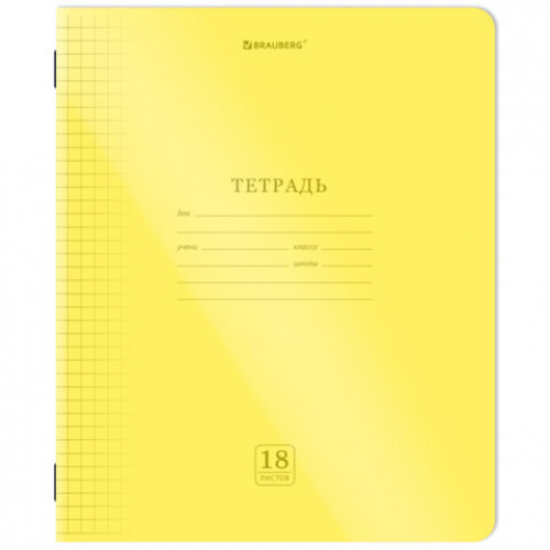 Тетрадь пластиковая обложка (НЕОН) 18 листов, клетка, BRAUBERG Smart Cover, АССОРТИ (микс в спайке), 405032
