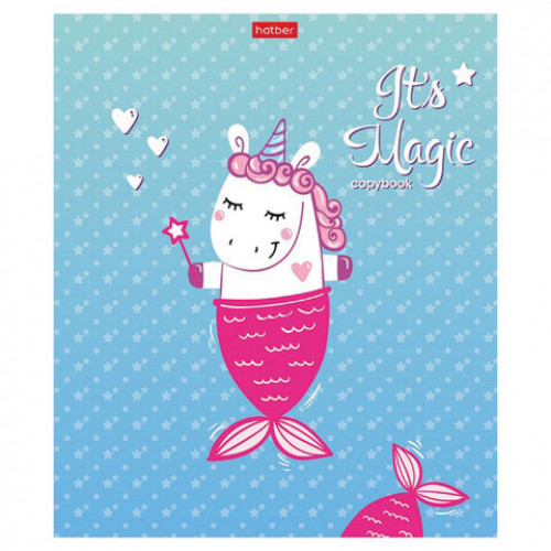 Тетрадь 18 л. HATBER клетка, фольга, Почти русалочка (5 видов в спайке), 18Т5фВ1