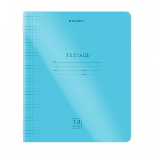 Тетрадь пластиковая обложка (НЕОН) 12 листов, клетка, BRAUBERG Smart Cover, АССОРТИ (микс в спайке), 405025