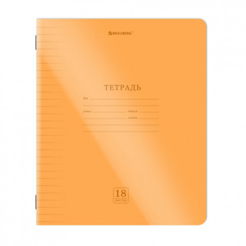 Тетрадь пластиковая обложка (НЕОН) 18 листов, линия, BRAUBERG Smart Cover, АССОРТИ (микс в спайке), 405033