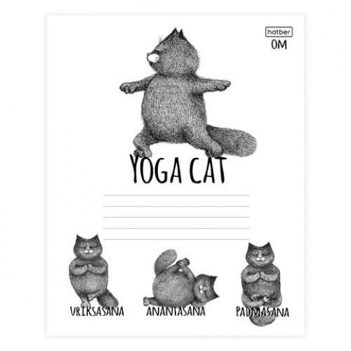 Тетрадь 24 л., HATBER, клетка, обложка картон, Animals Yoga (5 видов), 24Т5В1