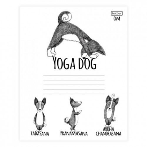 Тетрадь 24 л., HATBER, клетка, обложка картон, Animals Yoga (5 видов), 24Т5В1