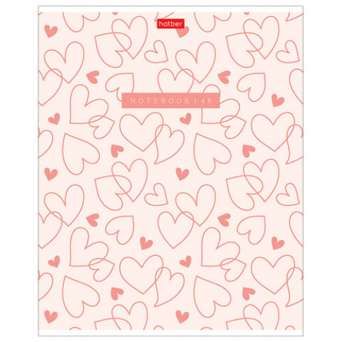 Тетрадь обложка пластик, А5 48л. скоба, клетка, HATBER, LOVE IS.... (микс в спайке),, 48Т5В1пл