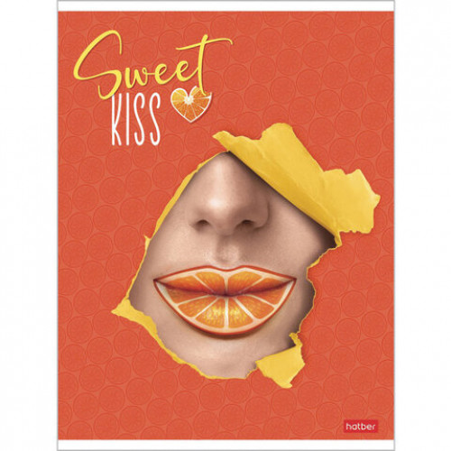 Тетрадь А5, 48 л., HATBER, скоба, клетка, матовая ламинация, 3D-лак, Sweet kiss (5 видов в спайке), 48Т5лолВ1