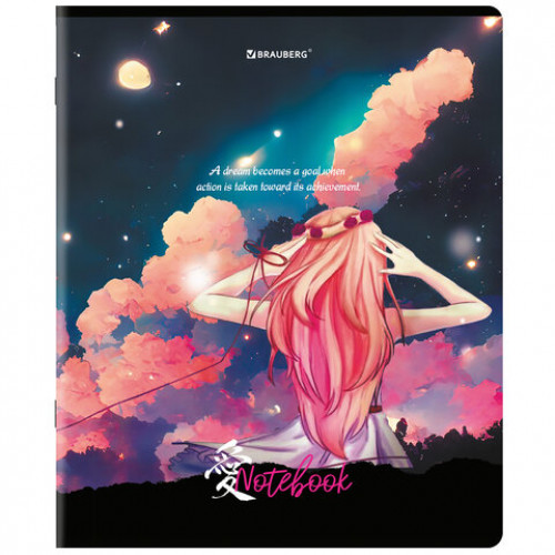 Тетради ДЭК А5 48 л. КОМПЛЕКТ 5 шт., BRAUBERG скоба, клетка, глянцевый лак, Anime Dreams, 404674