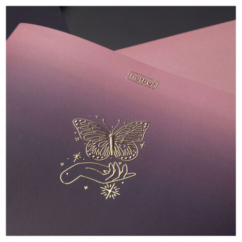 Тетрадь А5 48л. HATBER скоба, клетка, матовая ламинация, 3D фольга, Золотые моменты (, 48Т5лофВ1