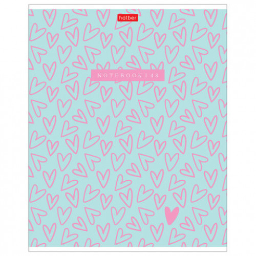 Тетрадь обложка пластик, А5 48л. скоба, клетка, HATBER, LOVE IS.... (микс в спайке),, 48Т5В1пл