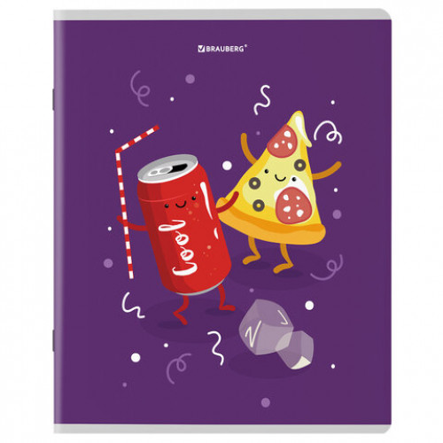 Тетради КОМПЛЕКТ 5 шт. А5, 48 л., BRAUBERG, скоба, клетка, TWIN лак, Funny Food, 404397